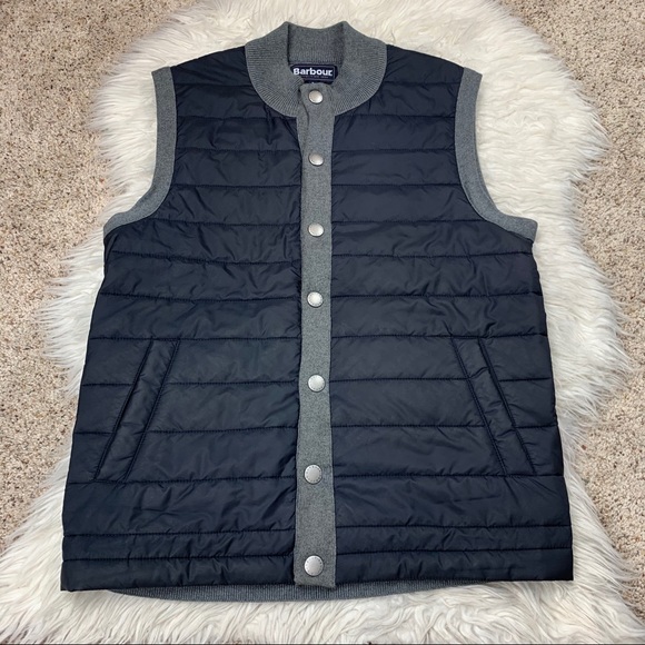 Barbour Men's Gray Navy Blue Essential Gilet Vest - Picture 3 of 7